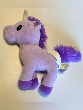 Toys R Us Plush Unicorn Lilac Stuffed Animal Toy with Silver Horn